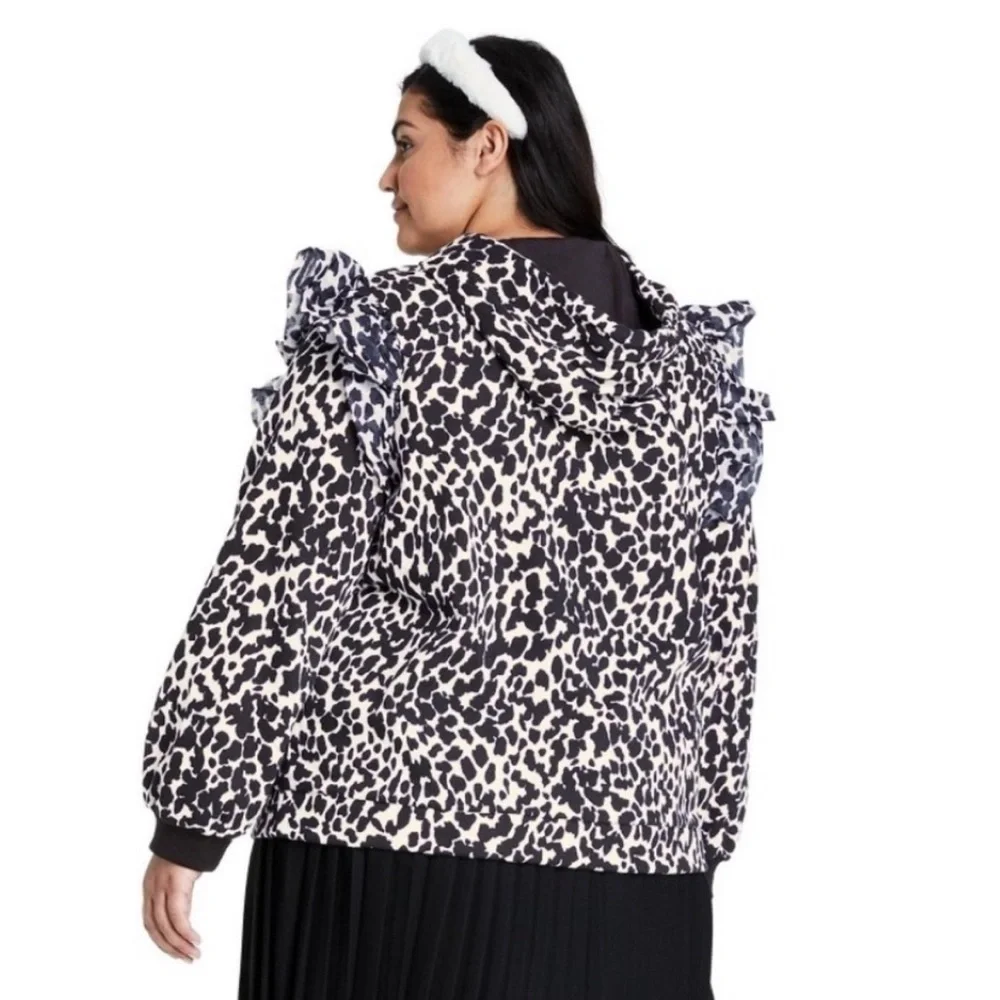 REDUCED Sandy Liang x Target Leopard Ruffle Sweatshirt hoodie size 3X - Picture 3 of 4